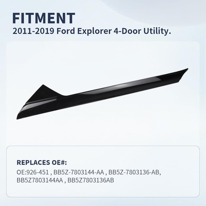 AIKEPT A-Pillar Windshield Trim Molding (Right Passenger Side), Compatible with Ford Explorer 2011-2019, Complete Kit with Clips, Replaces BB5Z7803136AA, 926-451 - Image 2
